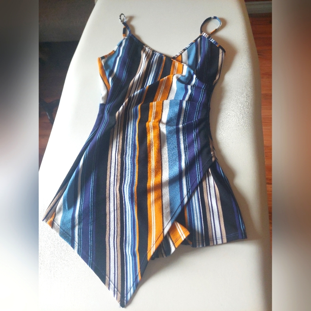Striped Asymmetrical Retro Romper